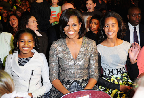 Michelle Obama con sus hijas, Malia y Sasha