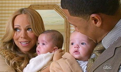 Mariah Carey y Nick Cannon, con sus hijos, Monroe y Moroccan