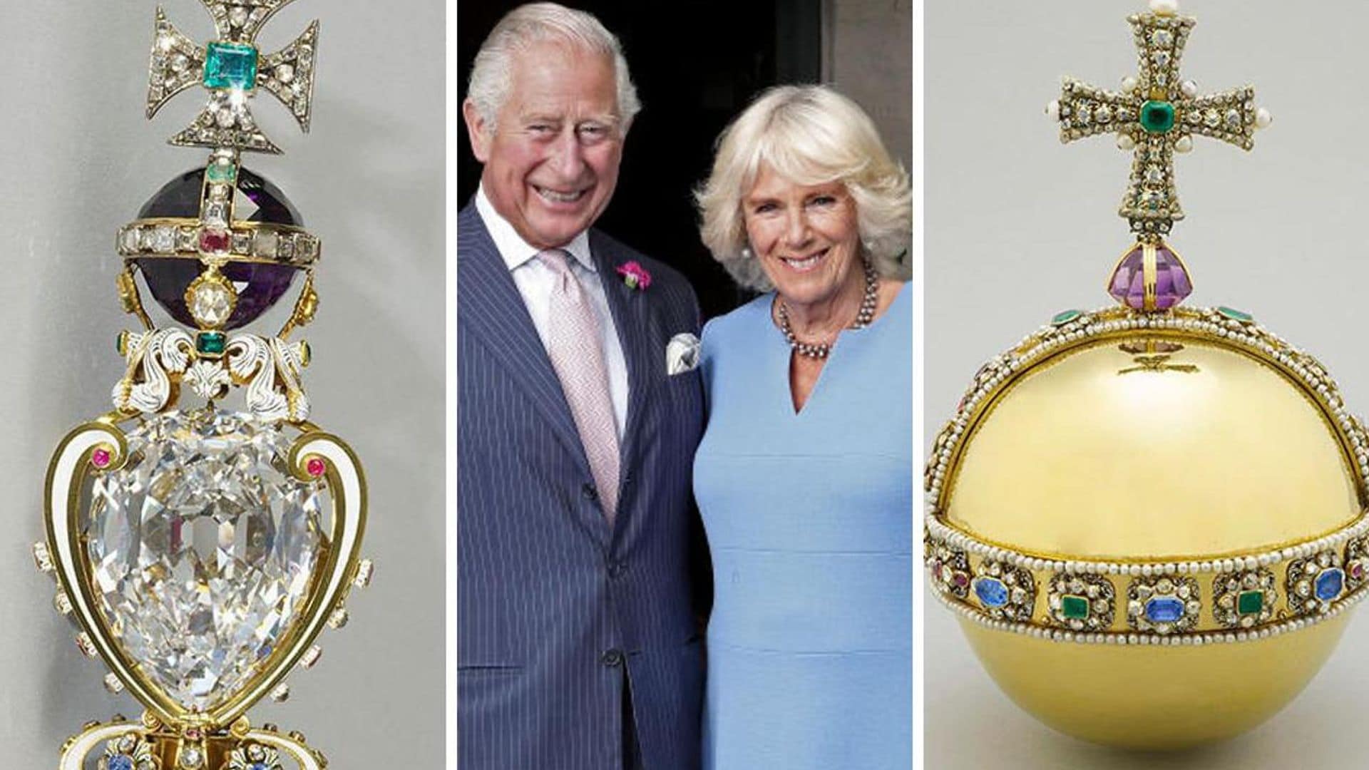 Cetros, joyas y coronas que se utilizarán en la coronación de Carlos III y la reina Camilla