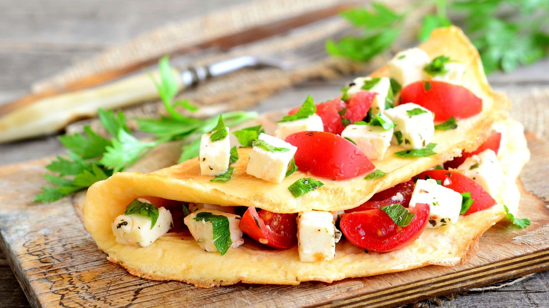 Tortilla con menta y queso feta