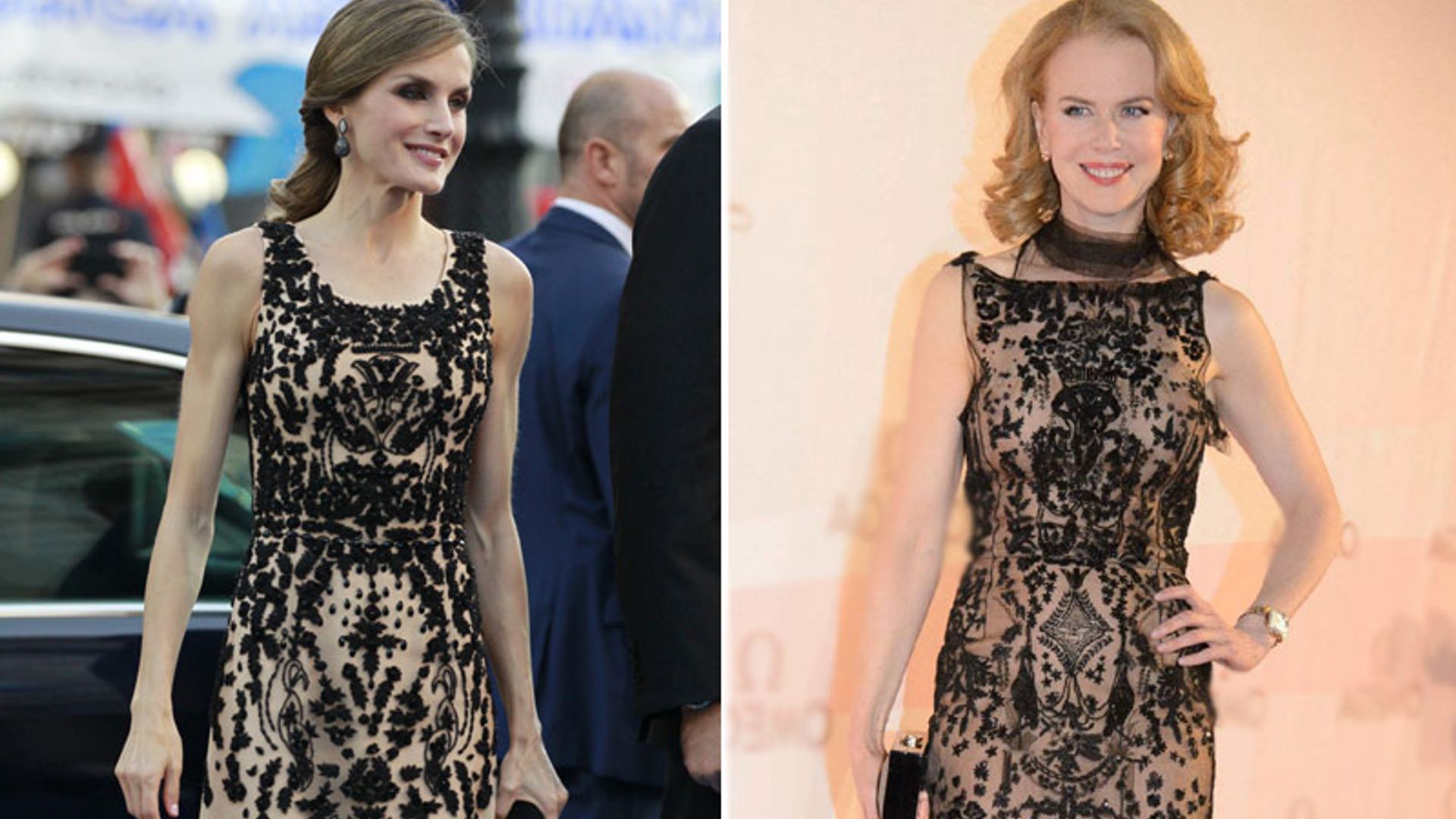 El vestido de la reina Letizia y el de Nicole Kidman, ¿parecidos razonables?