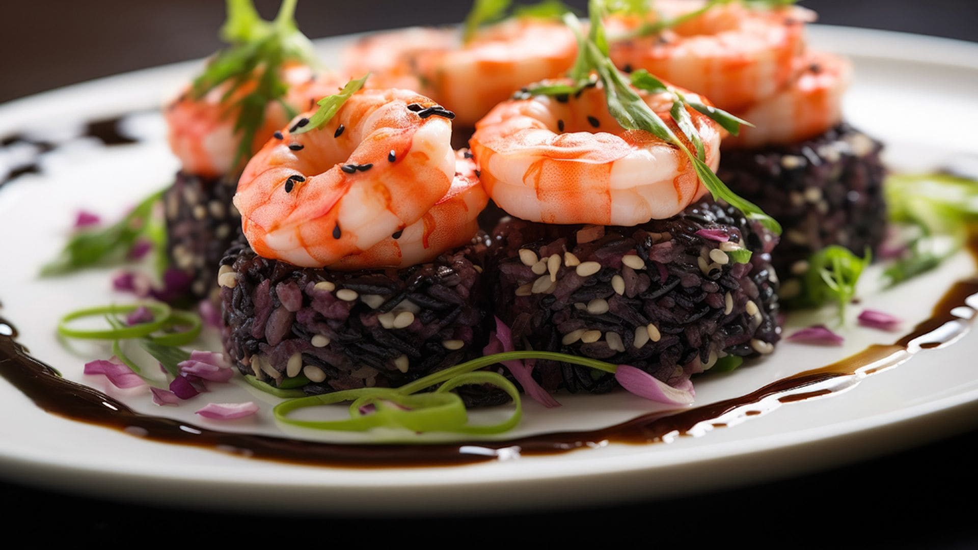 Bocaditos de arroz venere con gambas