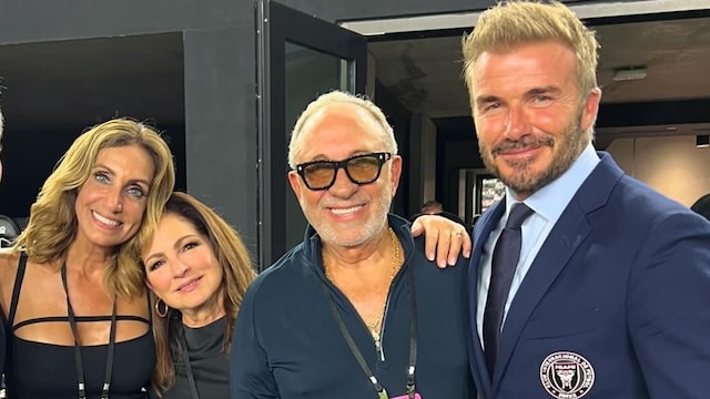 Jorge Mas, Lili Estefan, Gloria Estefan. Emilio Estefan y David Beckham.