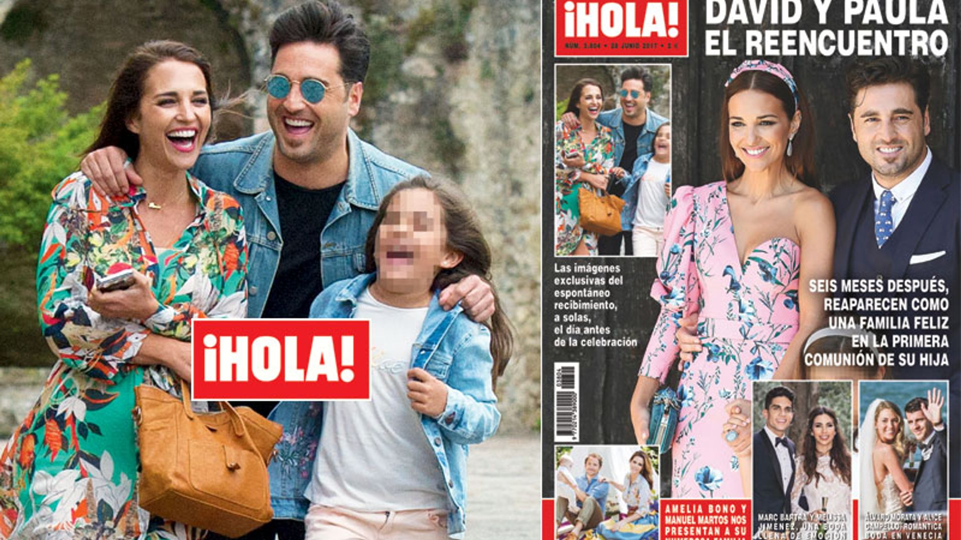 En ¡HOLA!, el reencuentro de David y Paula: imágenes exclusivas del espontáneo recibimiento, a solas, el día antes de la Primera Comunión de su hija