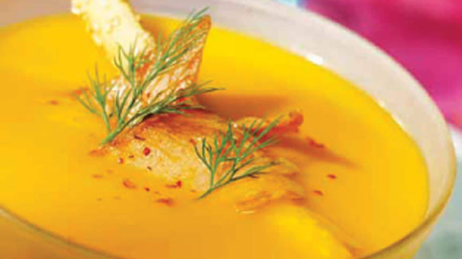 Crema de calabaza con salmón