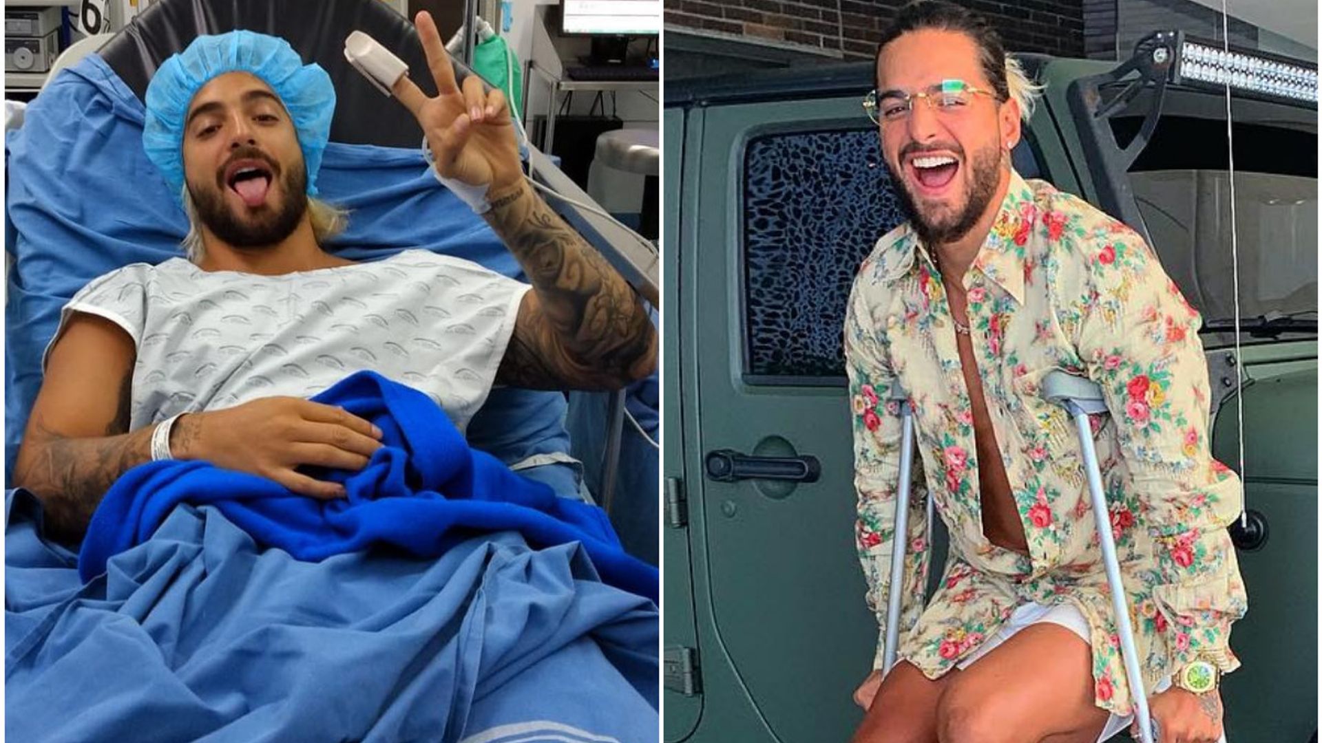 ¡Siempre alegre! Las fotos que muestran lo bien que Maluma tomó su operación