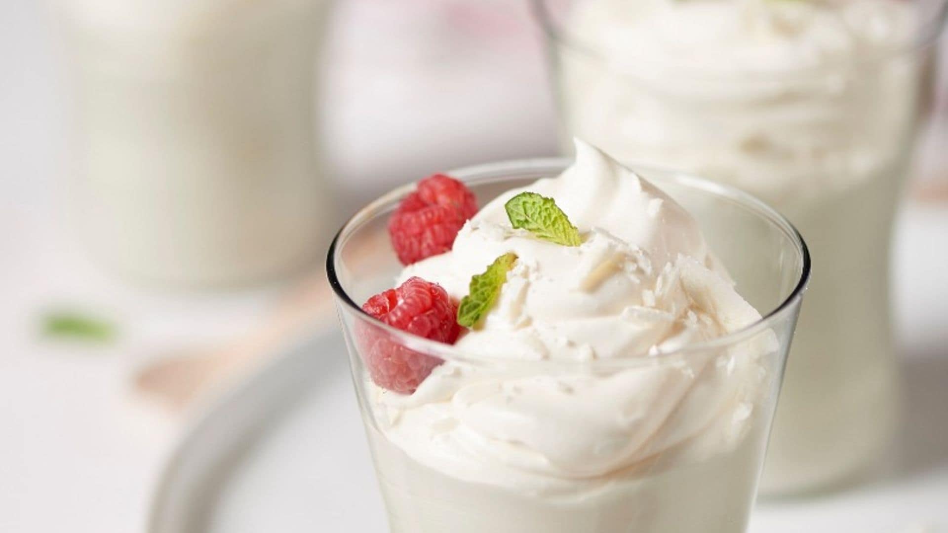 mousse yogur frambuesas