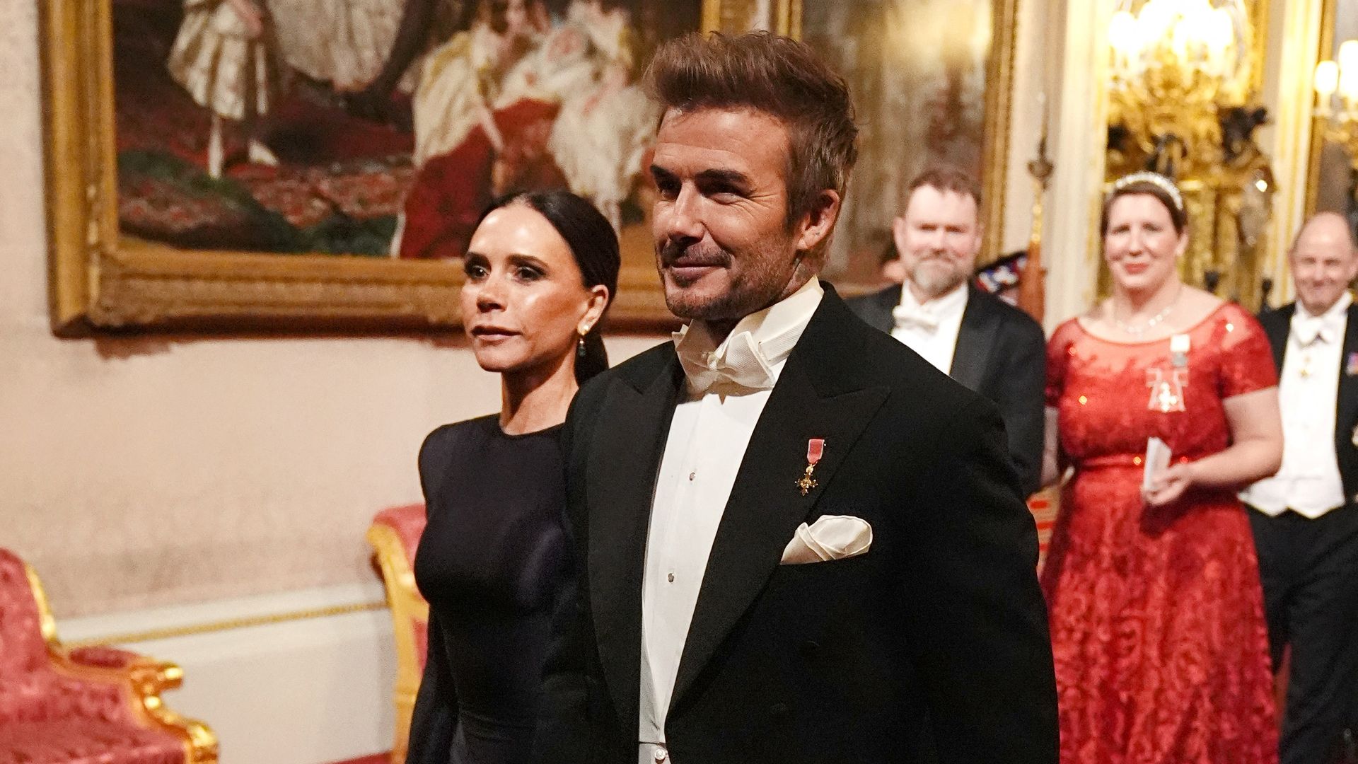 Los Beckham asisten por sorpresa a un banquete de Estado con los reyes Carlos y Camilla como anfitriones