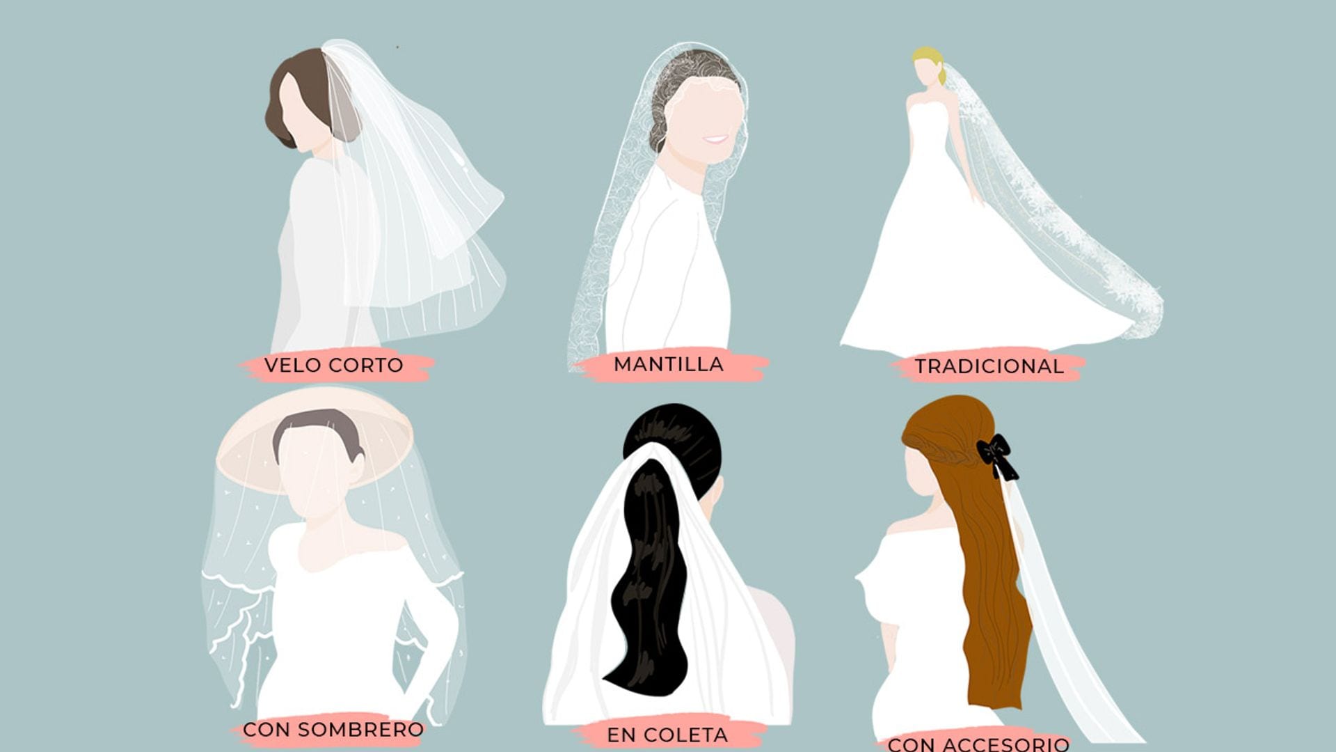 Existe un velo para cada tipo de novia: descubre el tuyo en nuestra guía ilustrada