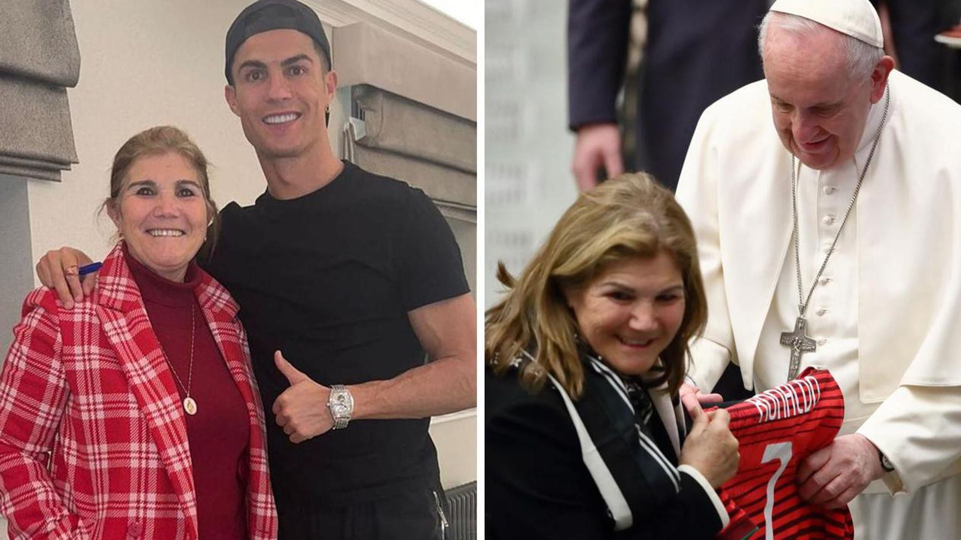 Mamá de Cristiano Ronaldo le obsequia un jersey al Papa Fancisco, y así reaccionó él