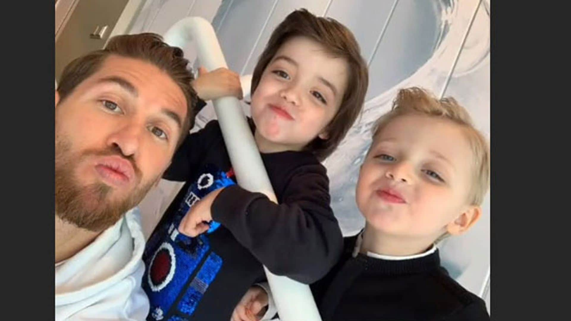 Sergio Ramos y sus hijos, Sergio y Marco, los mejores talismanes del Real Madrid