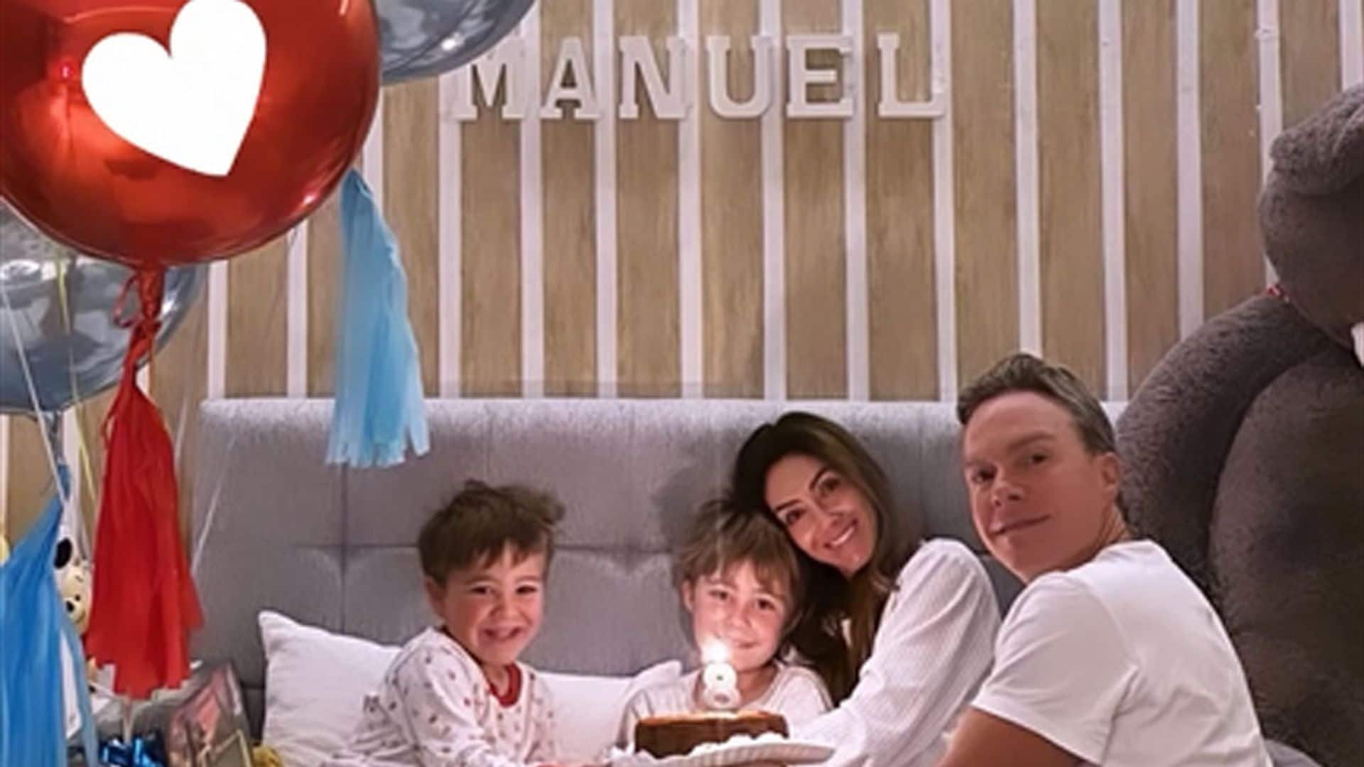 Anahí y Manuel Velasco sorprenden a su hijo Manuel en su cumpleaños ocho