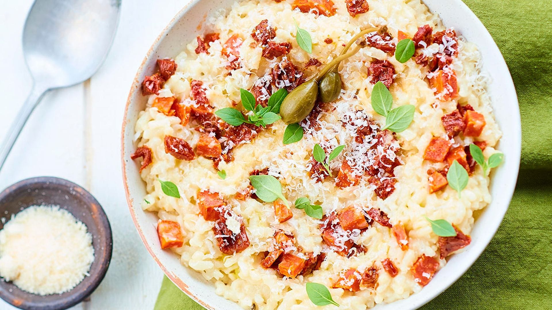 risotto con chorizo y tomate seco