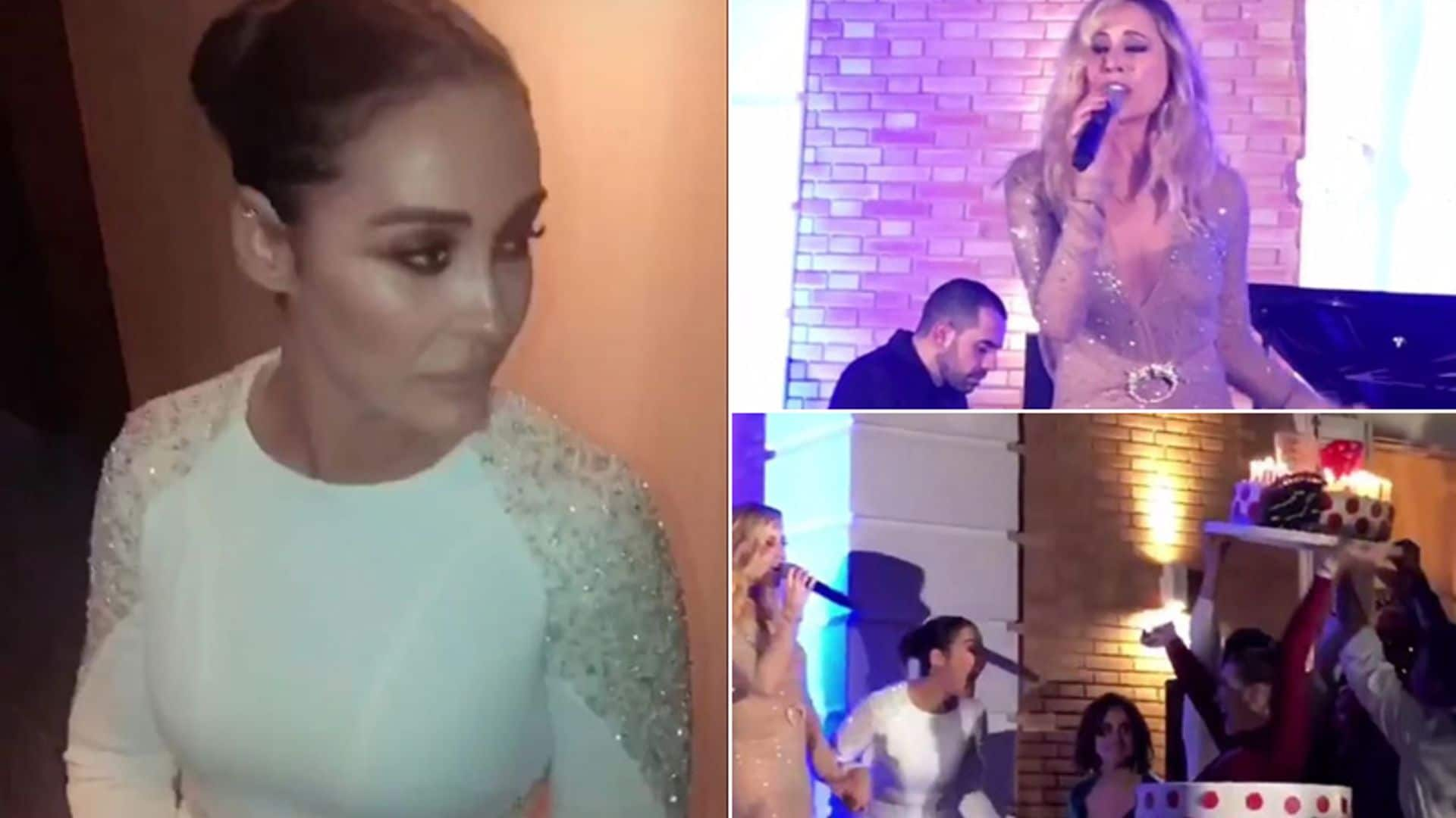 'Fiestón' de cumpleaños de Vicky Martín Berrocal: su hija sale de la tarta y Marta Sánchez canta su himno