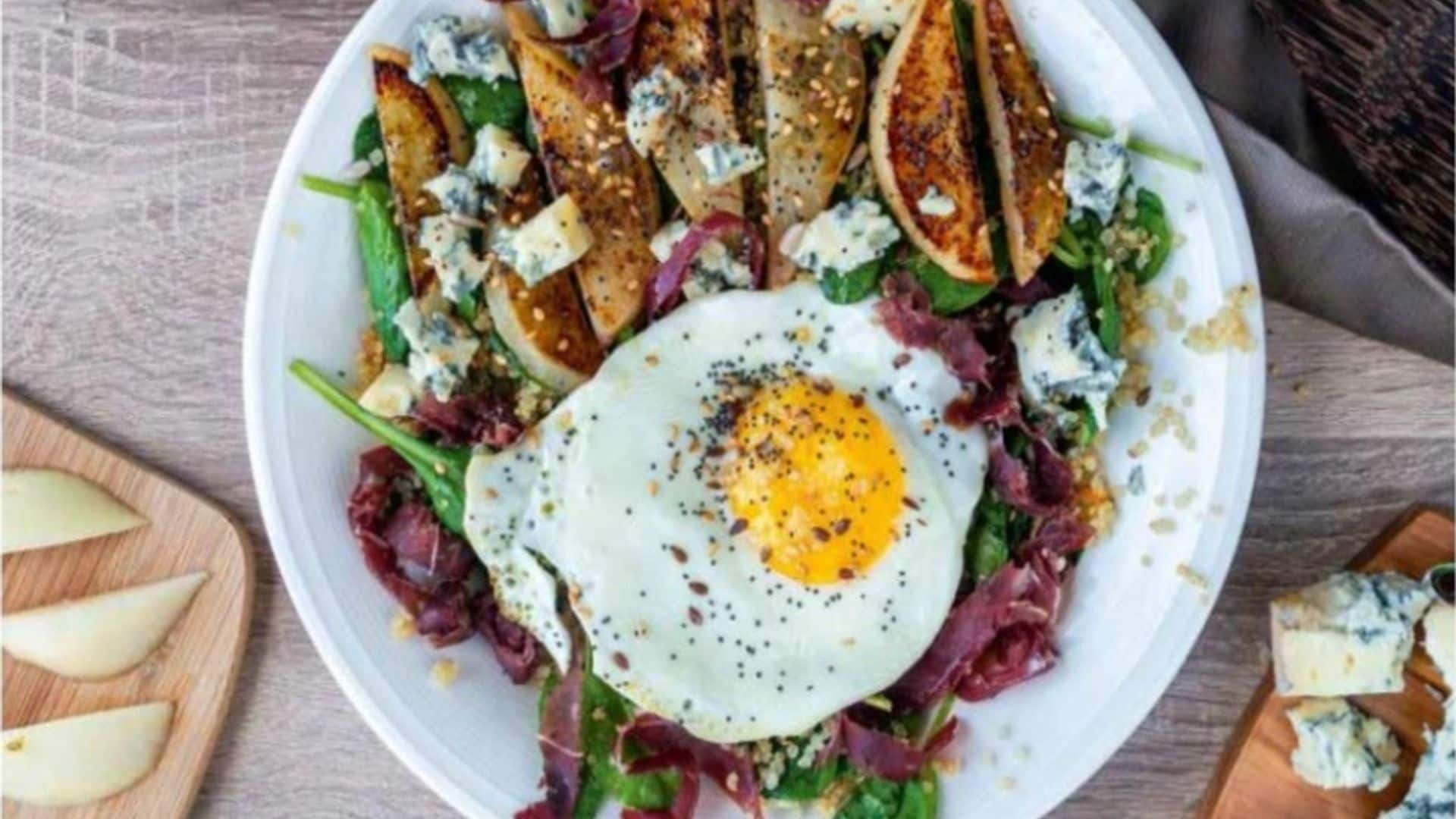 Ensalada de cecina, queso y huevo