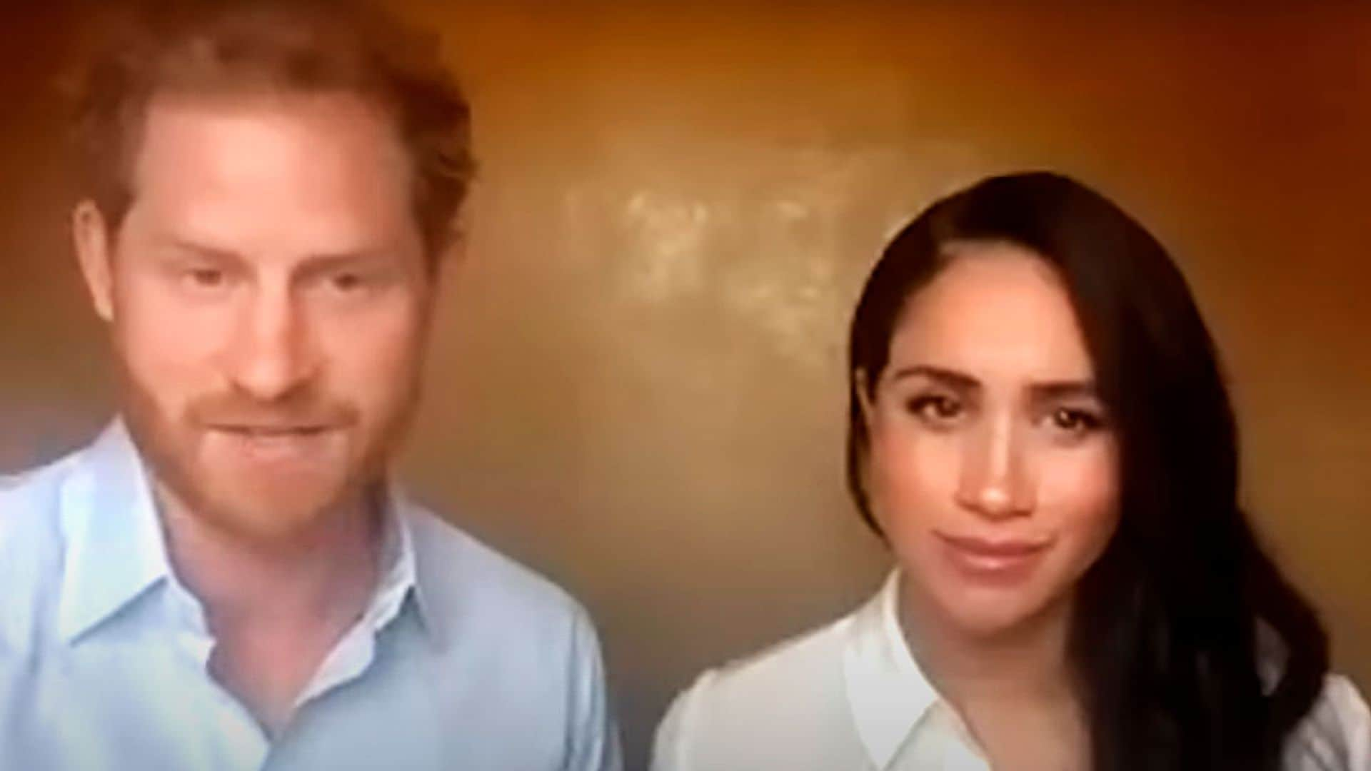 El príncipe Harry y Meghan Markle reaparecen juntos en una videollamada