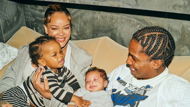 Rihanna y A$AP Rocky con sus hijos