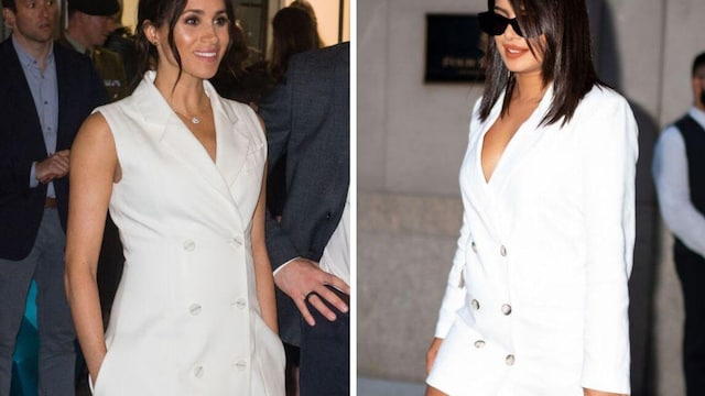 meghan y priyanka usando blazer dress blanco