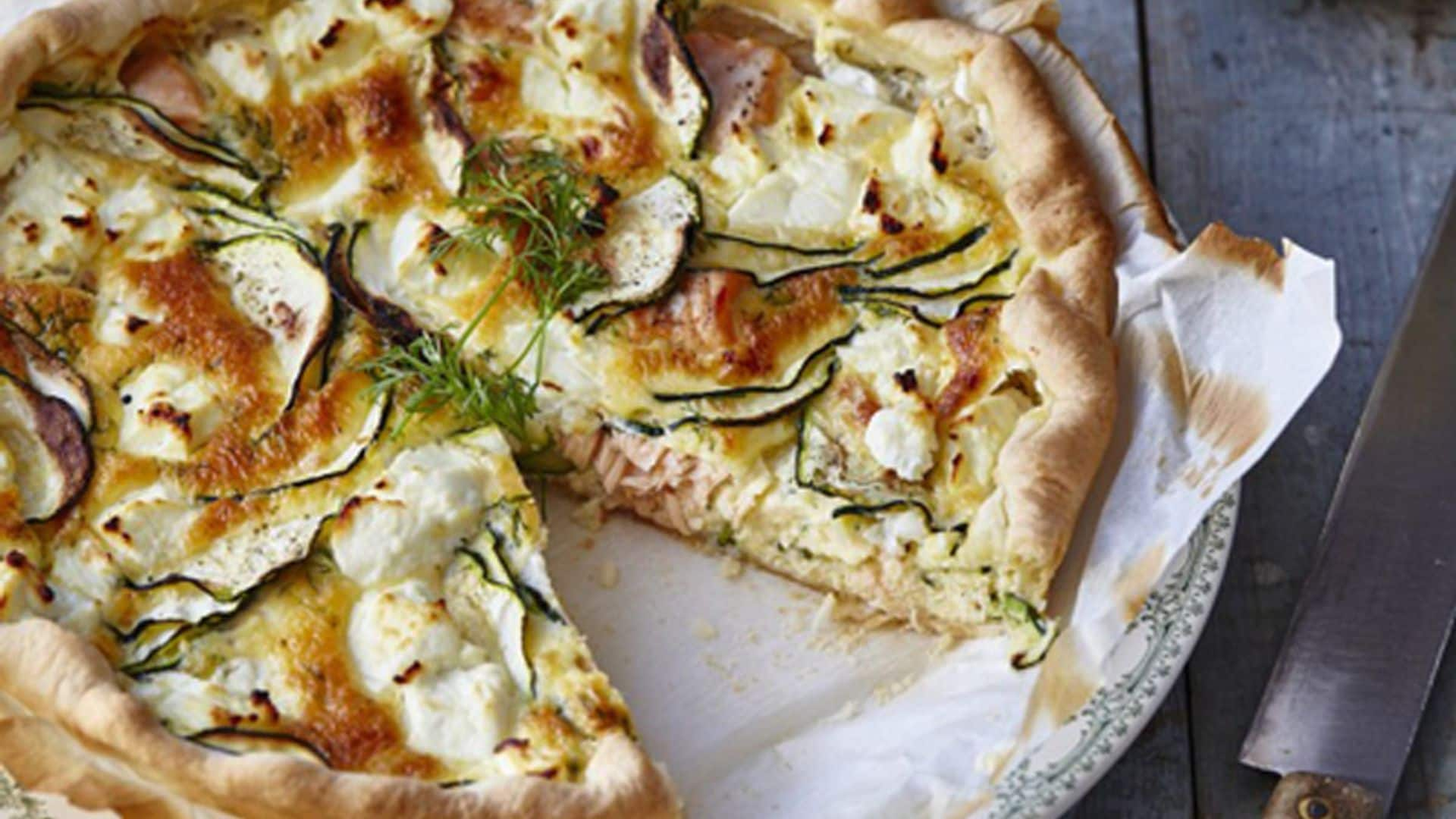 Quiche de queso de cabra, calabacín y atún