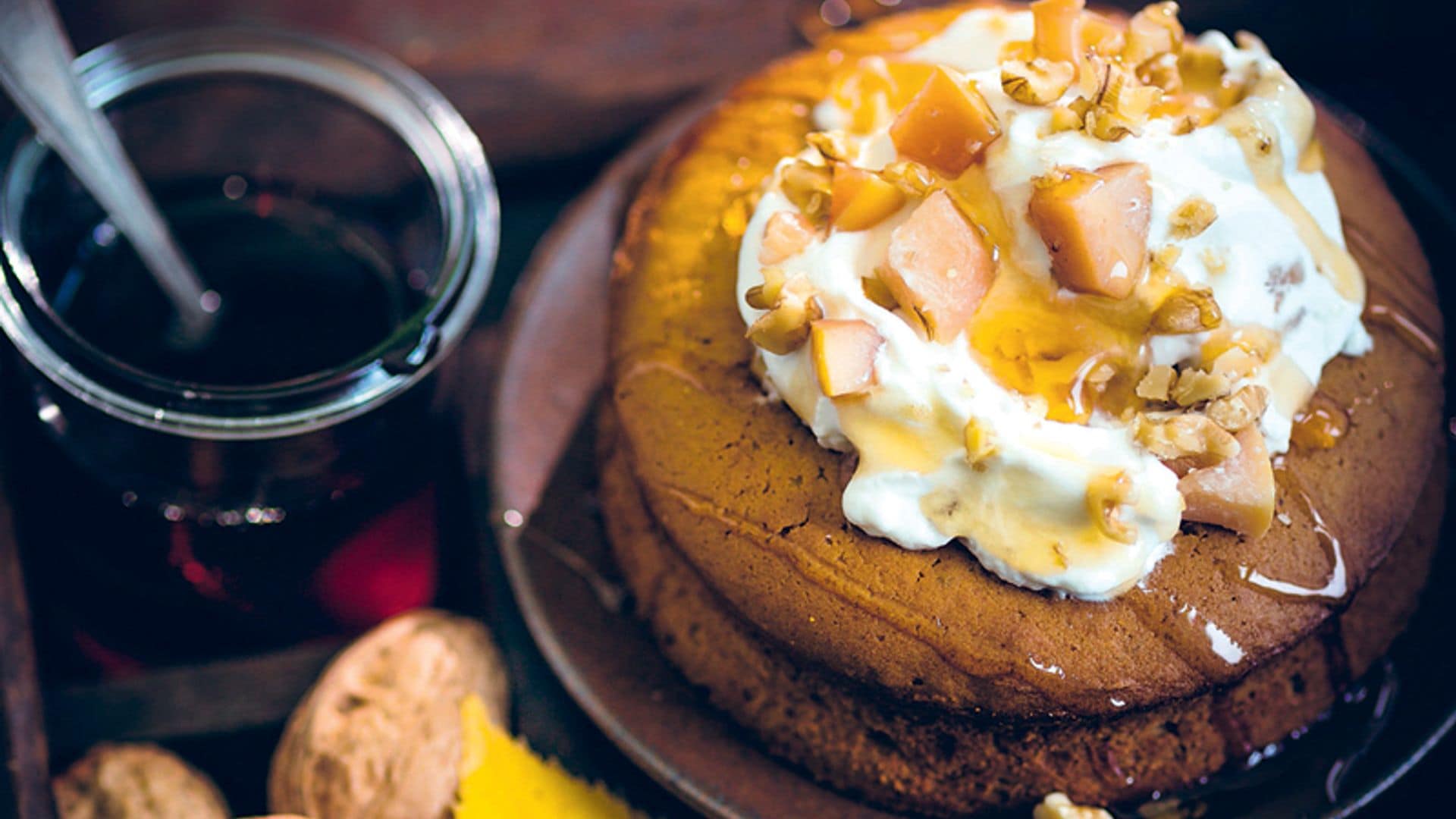 Tarta de calabaza, pasas y nueces