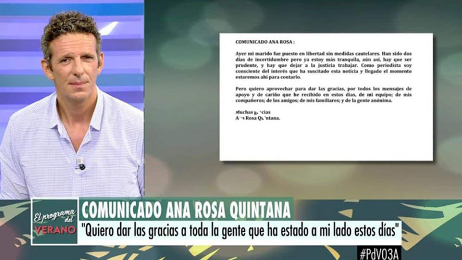 Joaquín Prat, el encargado de transmitir las primeras palabras de Ana Rosa que ha vivido 'días de incertidumbre'