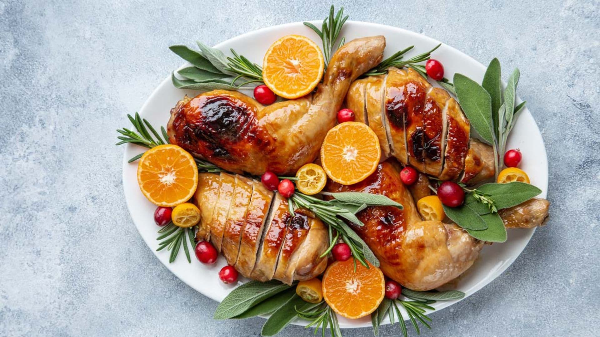 Pollo asado con mandarinas y especias