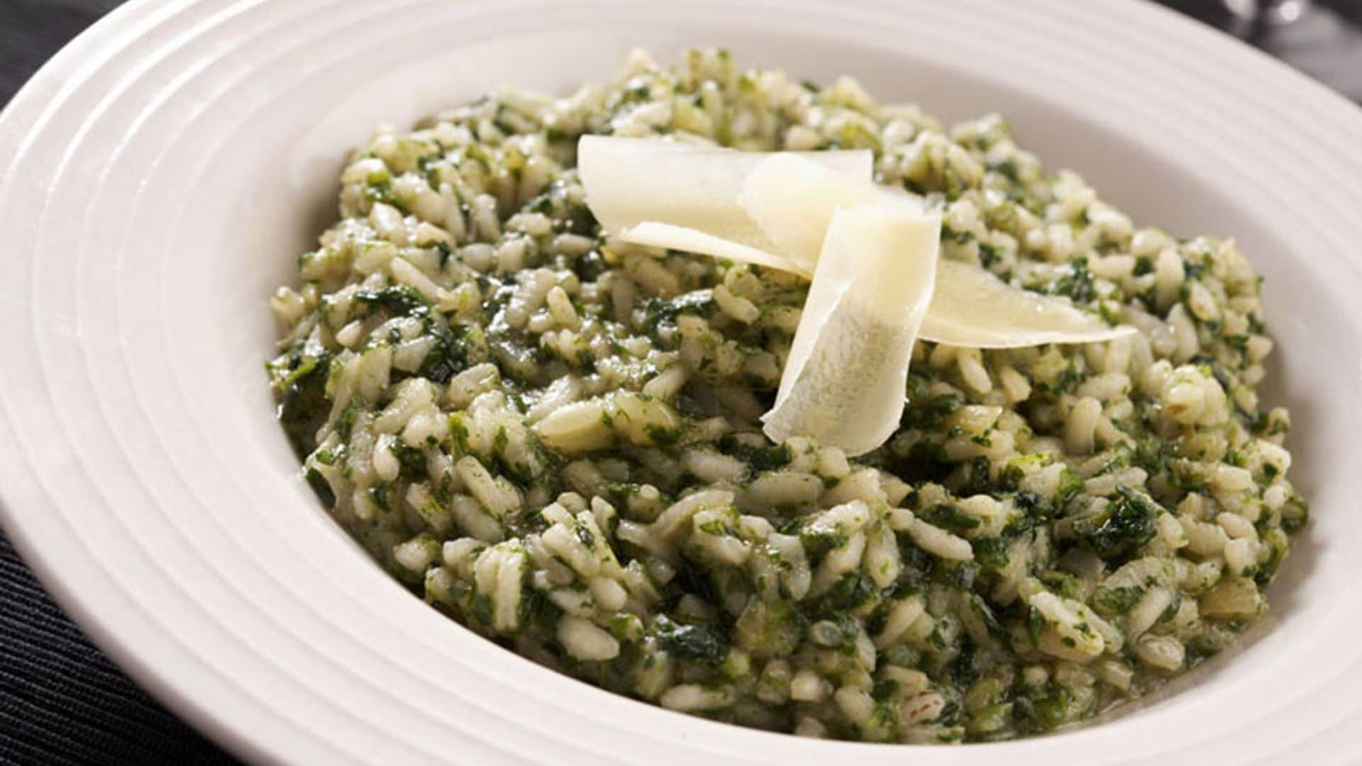 'Risotto' de queso azul y espinacas