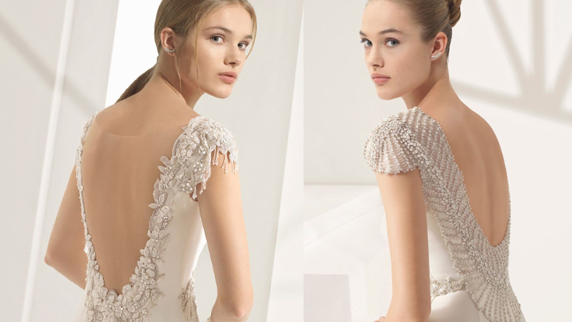 Espaldas joya y pedrería 'frost', la tendencia estrella de Rosa Clará para las novias de 2018