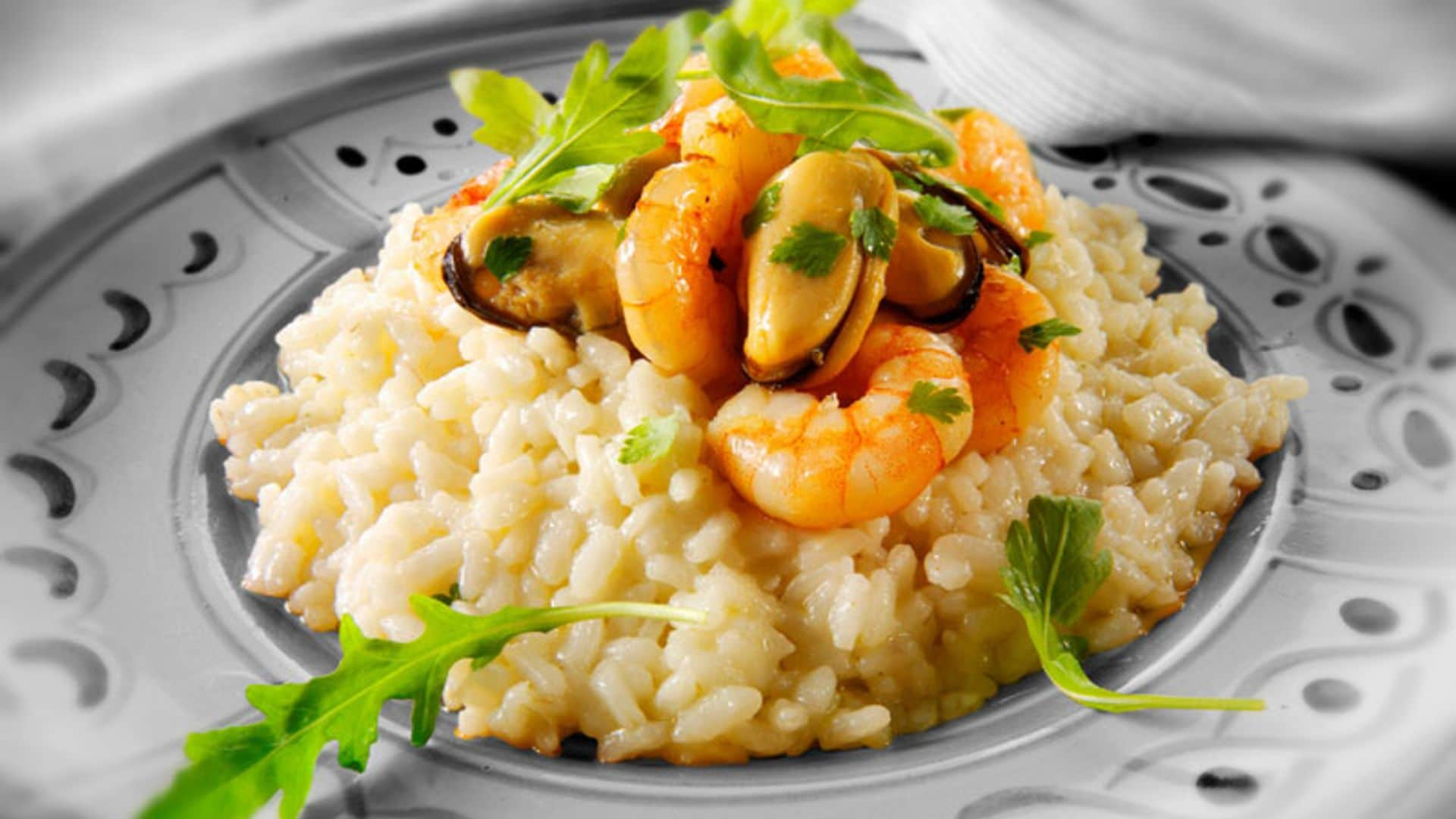 Risotto con gambas y mejillones