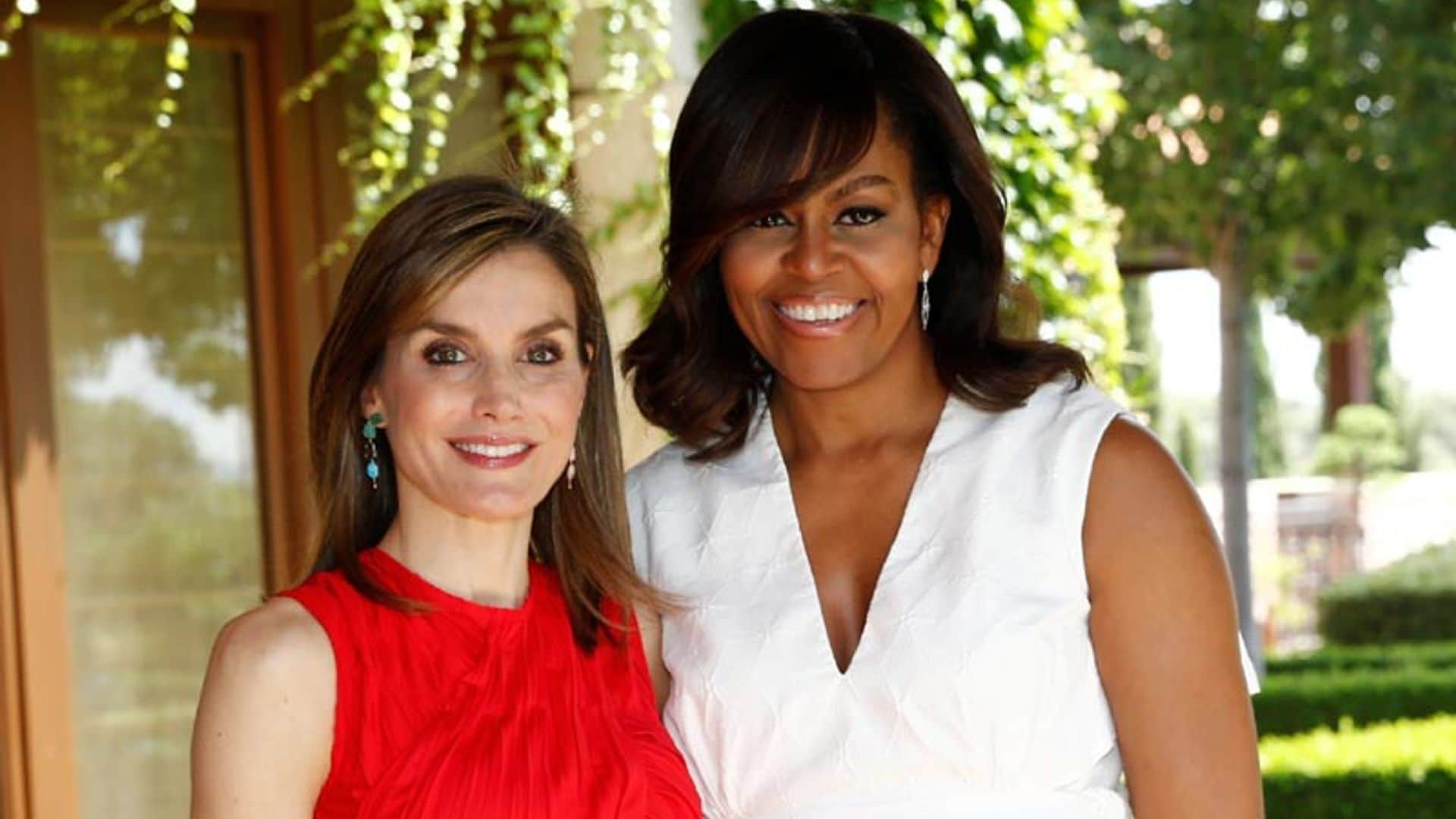 En vídeo: los momentos más significativos del encuentro de dos buenas amigas, Michelle Obama y la reina Letizia