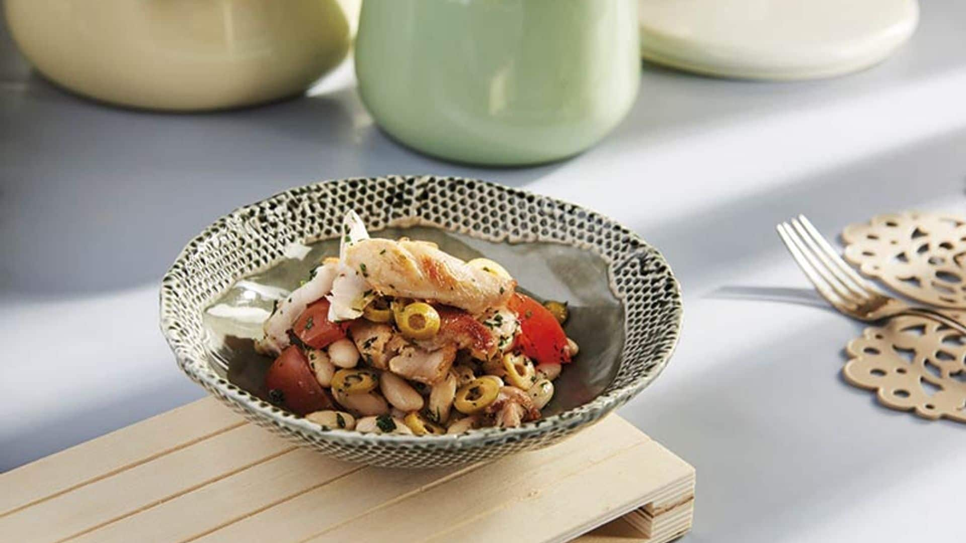 Ensalada de alubias con conejo