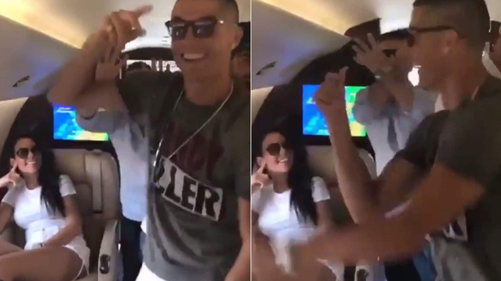 El baile de Cristiano Ronaldo en su jet privado ante la mirada de Georgina Rodríguez