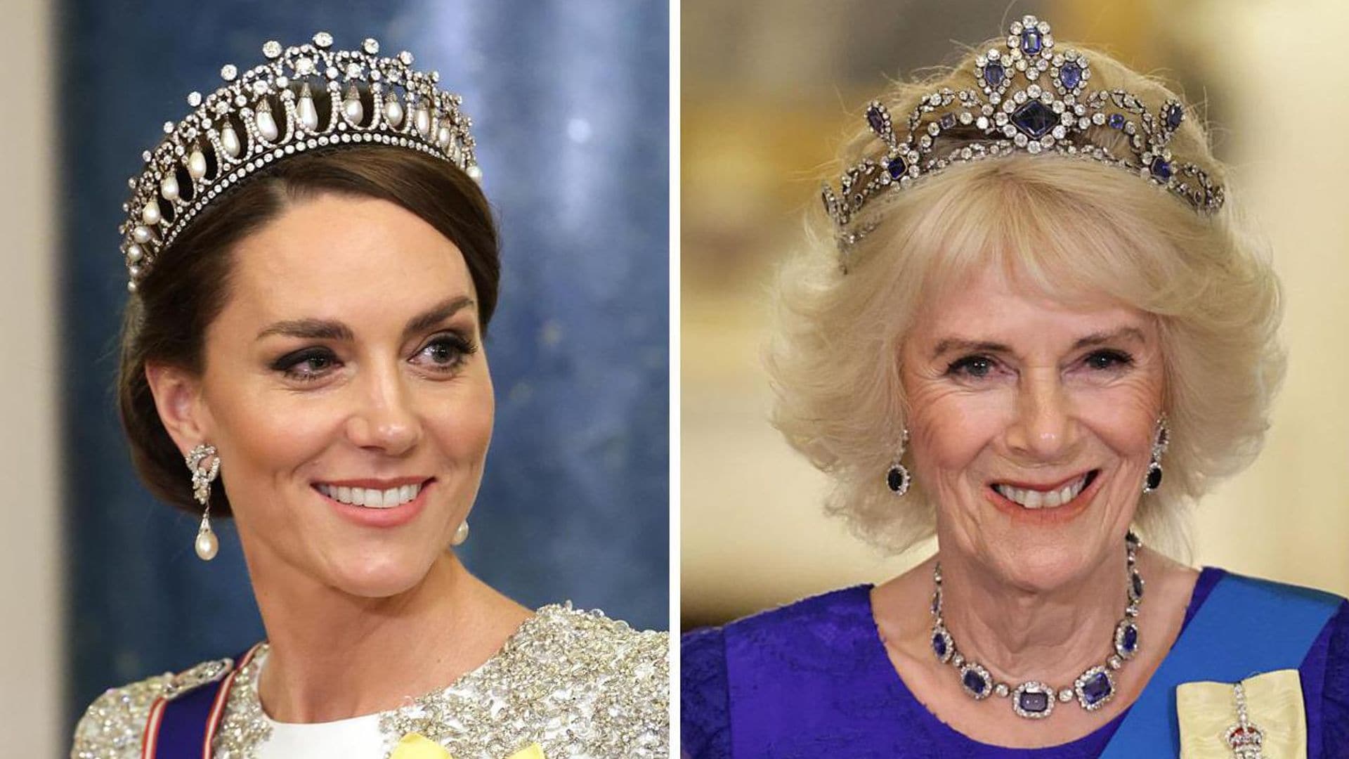 Kate Middleton y la reina Camilla honran a la princesa Diana y a la reina Isabel con sus tiaras