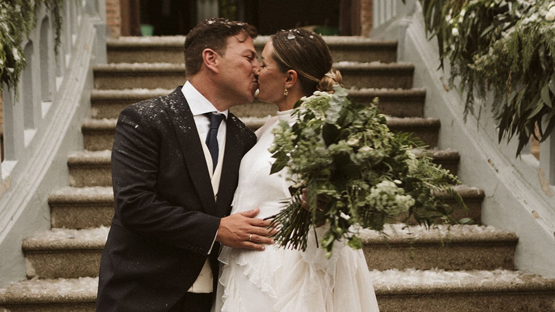 Un vestido de novia de inspiración andaluza para la boda de Natalia en Granada