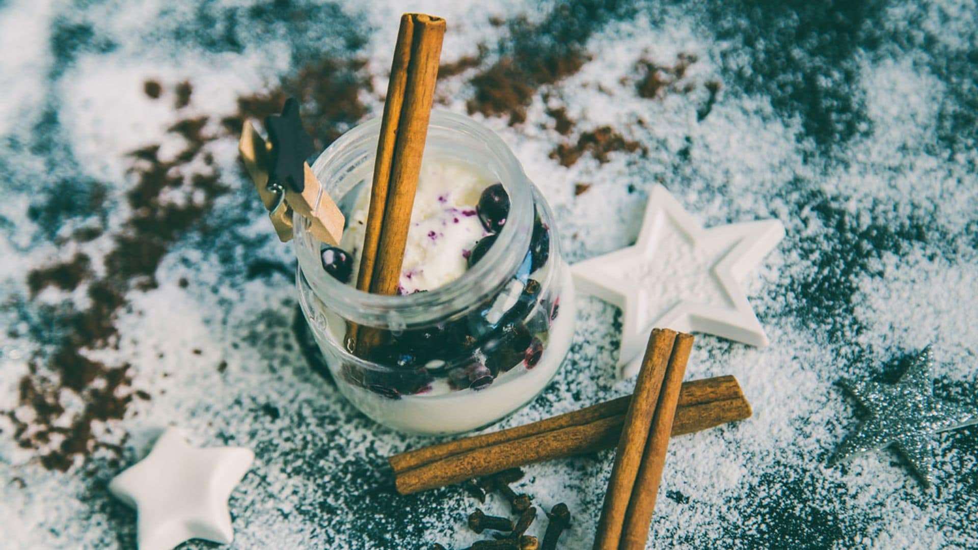 Sorbete de coco con arándanos