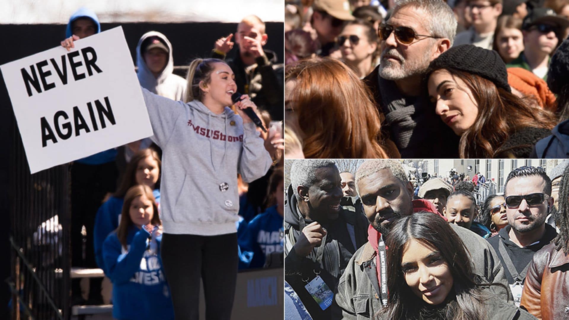 George y Amal Clooney, Miley Cyrus y parte de las Kardashians, en la marcha histórica contra las armas