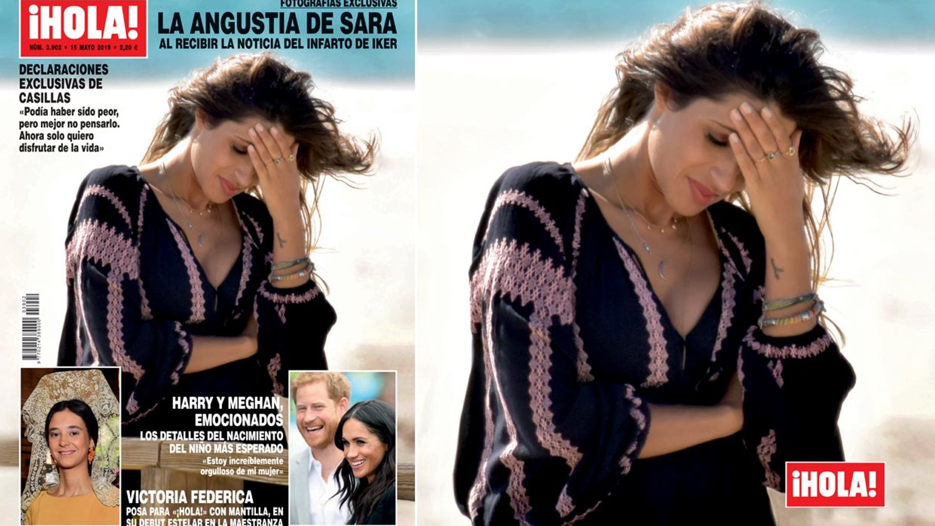 Fotografías exclusivas en ¡HOLA!, la angustia de Sara al recibir la noticia del infarto de Iker