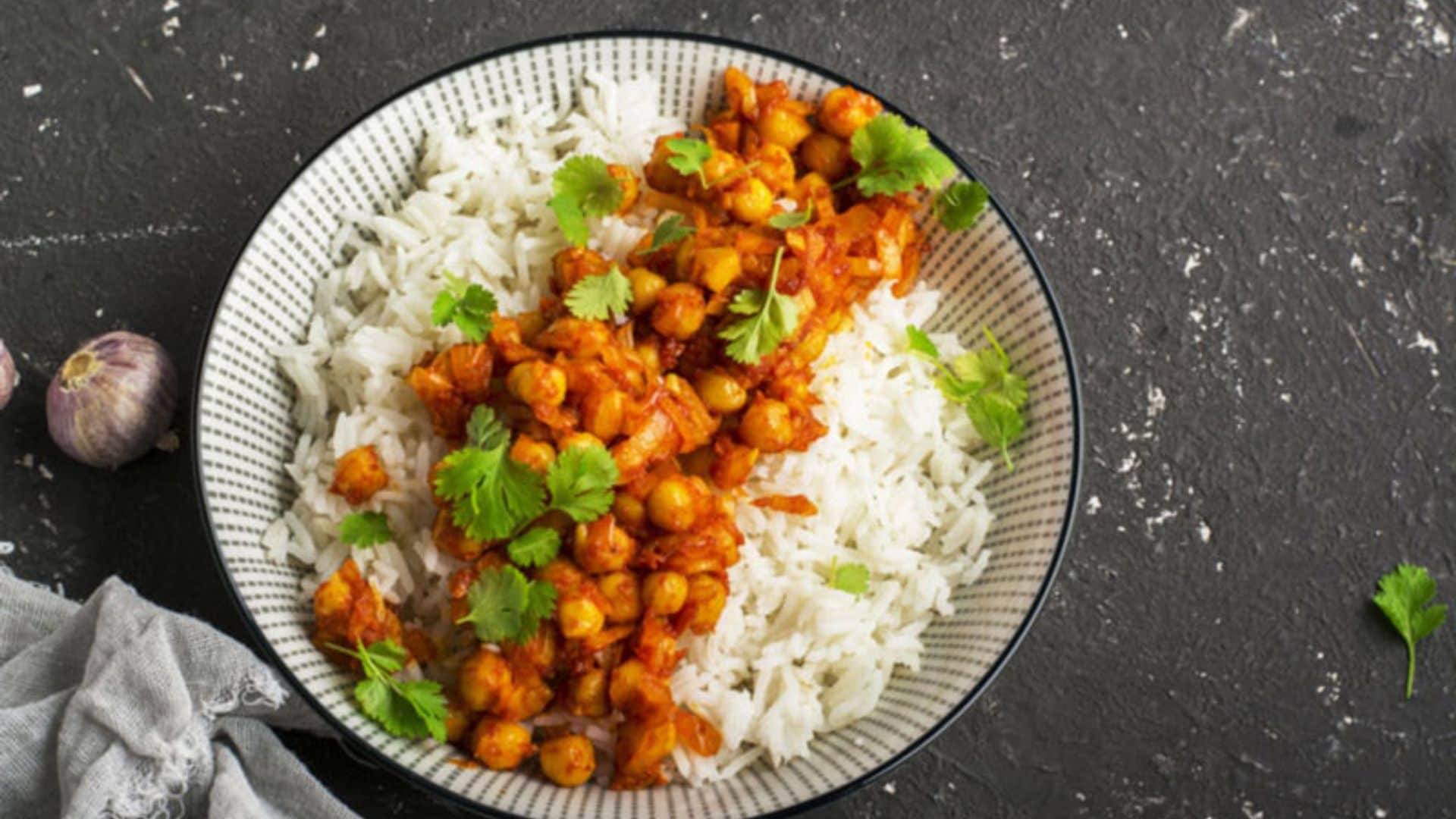 Curry de garbanzos con arroz basmati