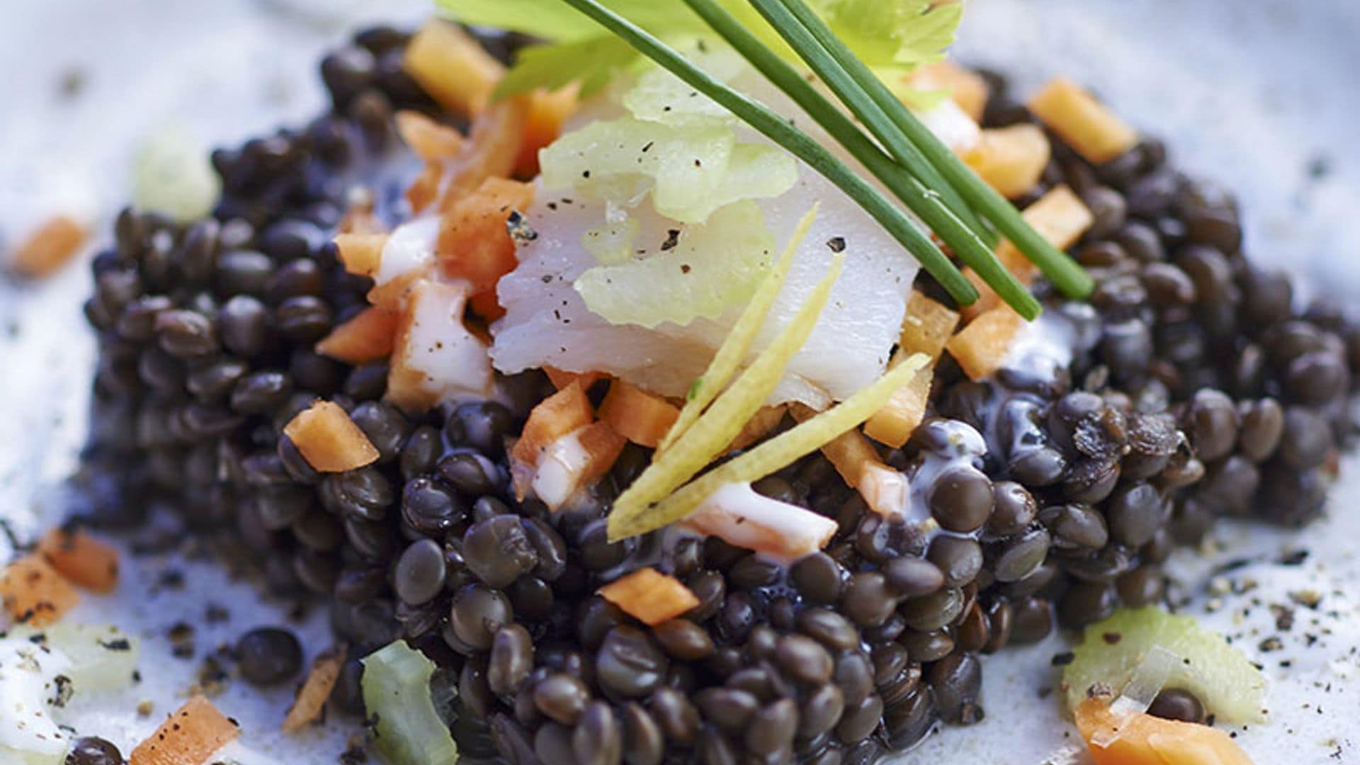 ensalada de lentejas y bacalao