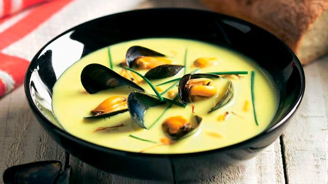 crema mejillones azafran cebollino