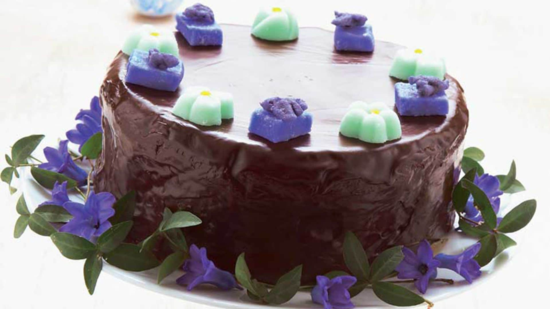 tarta chocolate flores