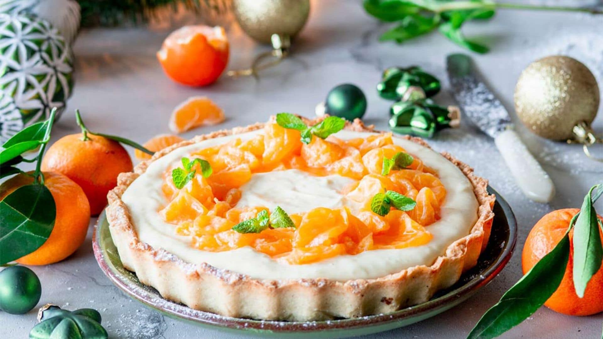 Tarta de crema de vanilla con mandarina