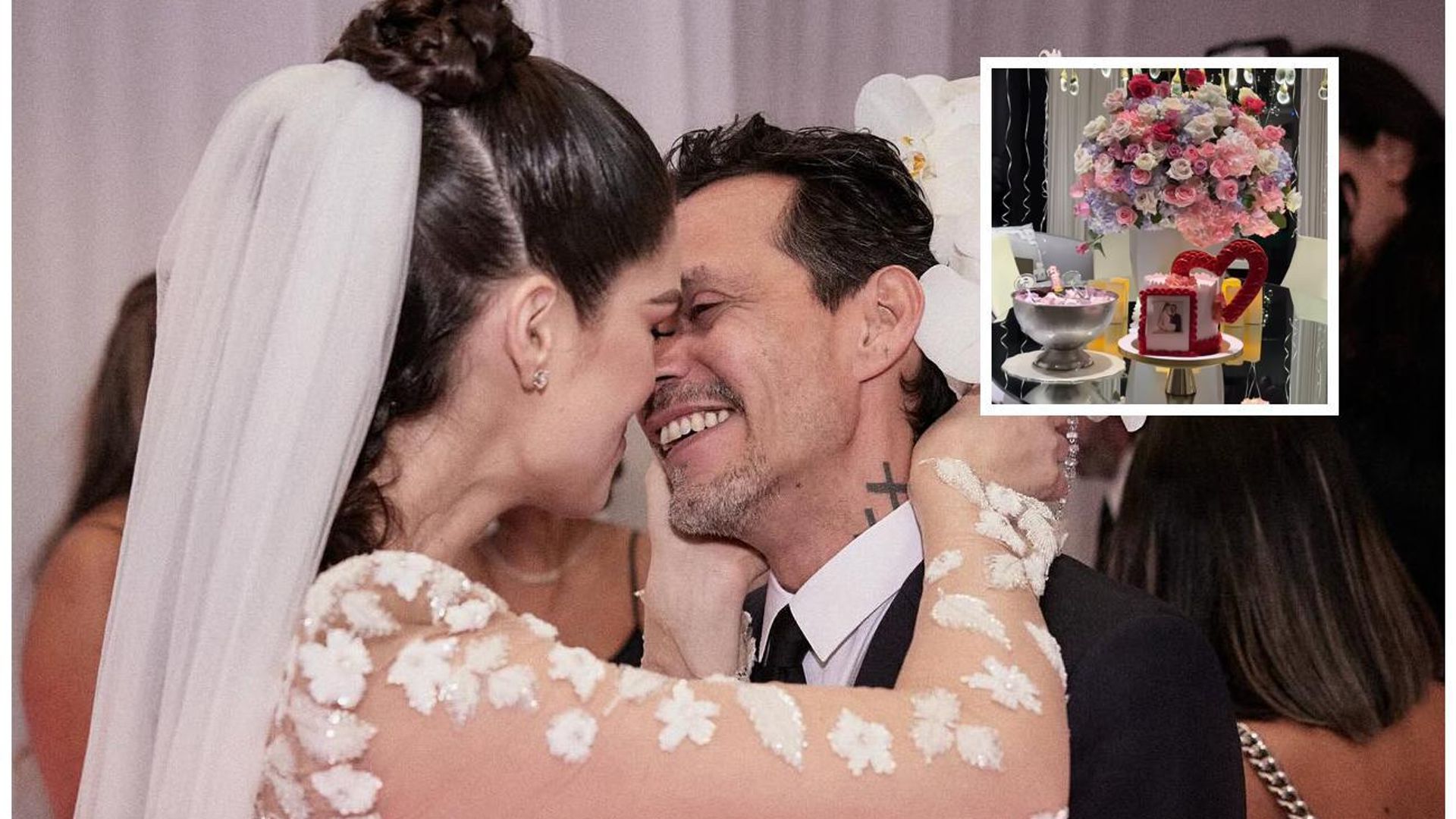 Cena romántica, cientos de rosas y más... Así celebraron Marc Anthony y Nadia Ferreira su primer aniversario de bodas