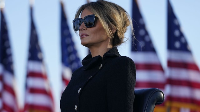 first lady melania trump makes stylish exit from the white house