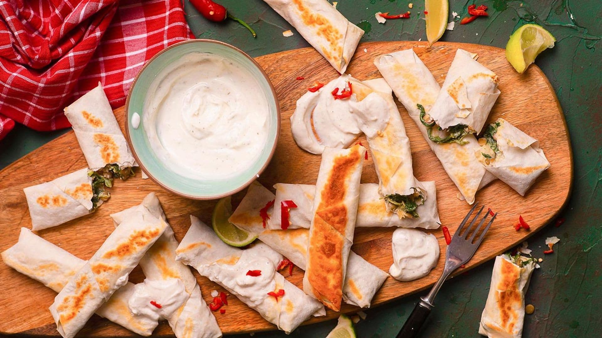 Saquitos de pasta filo con lentejas, espinacas y queso