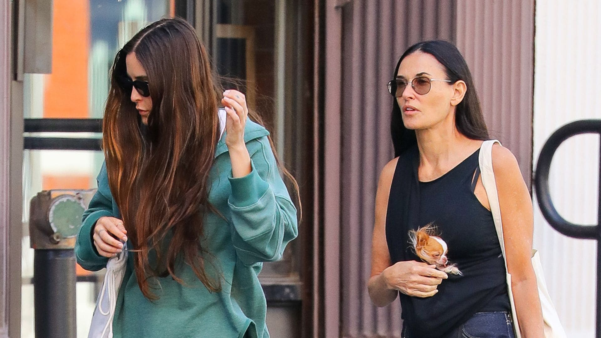 ¿Dónde lo lleva? Demi Moore sale de paseo con su perrito de esta manera tan original