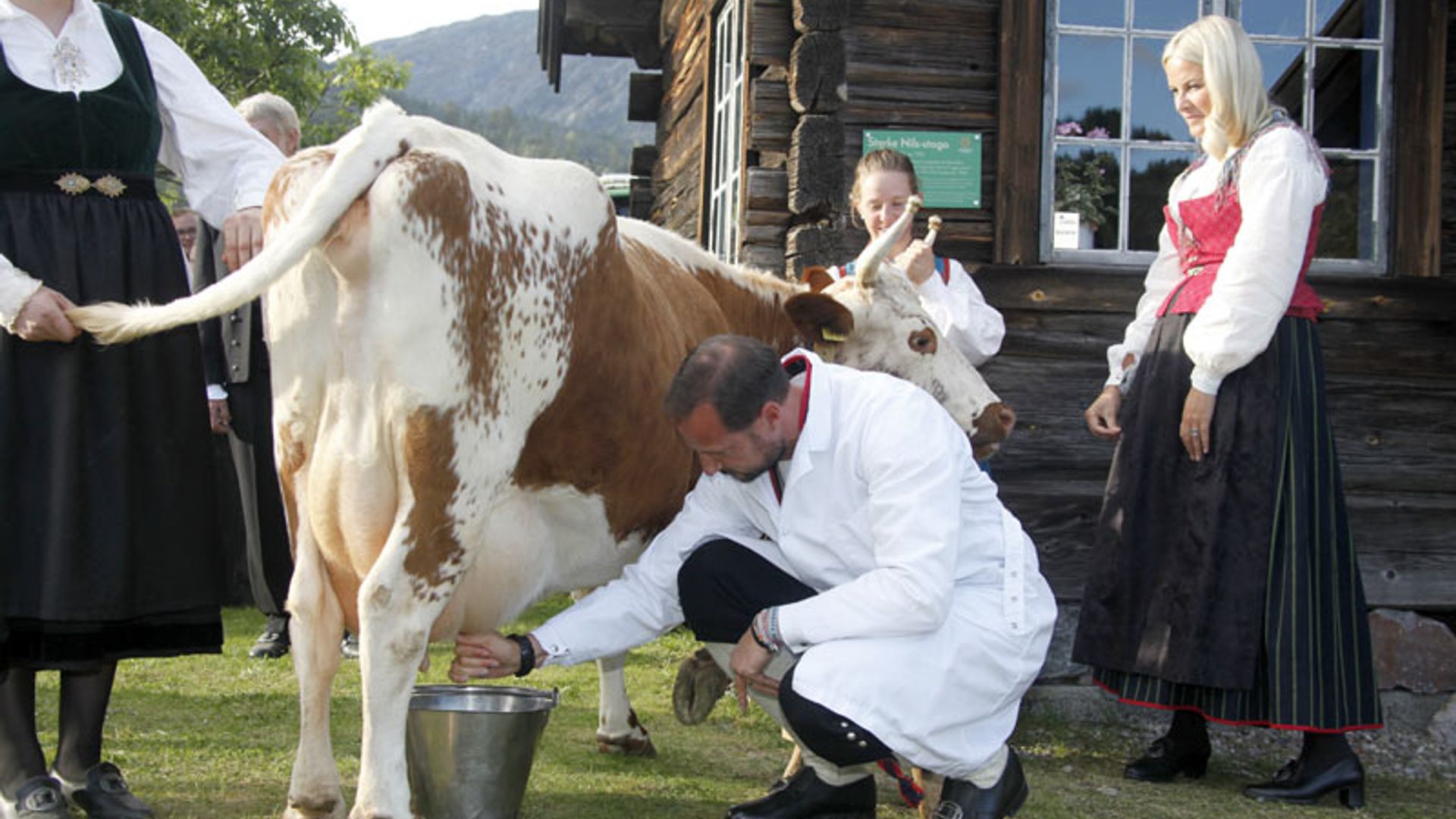 ¿Unos príncipes ordeñando una vaca? Mette-Marit y Haakon de Noruega demuestran que es posible