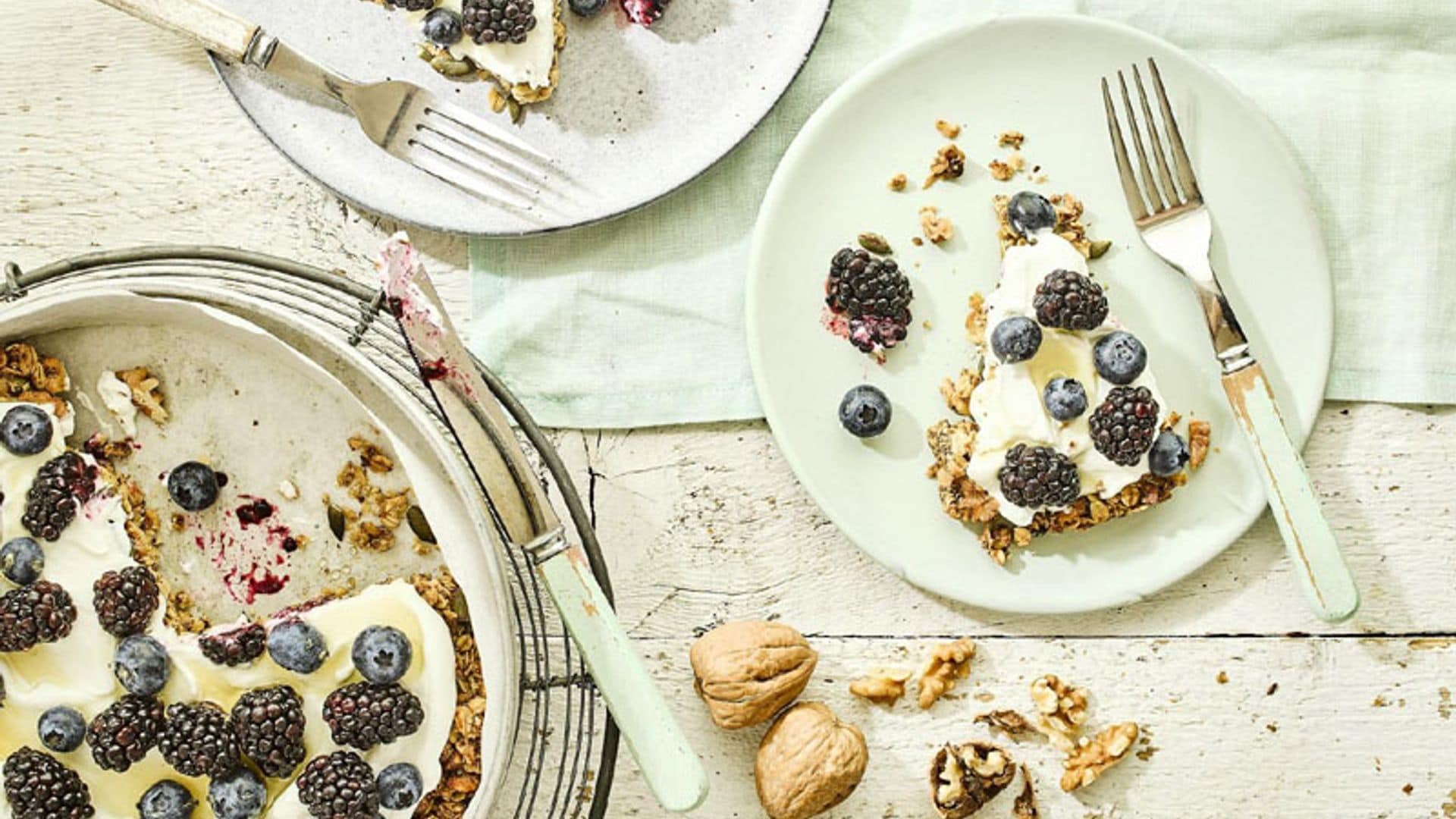 Pizza de granola y nueces