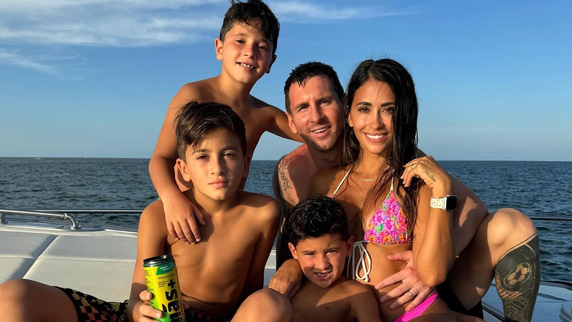 Lionel Messi, Antonela Roccuzzo y sus hijos.