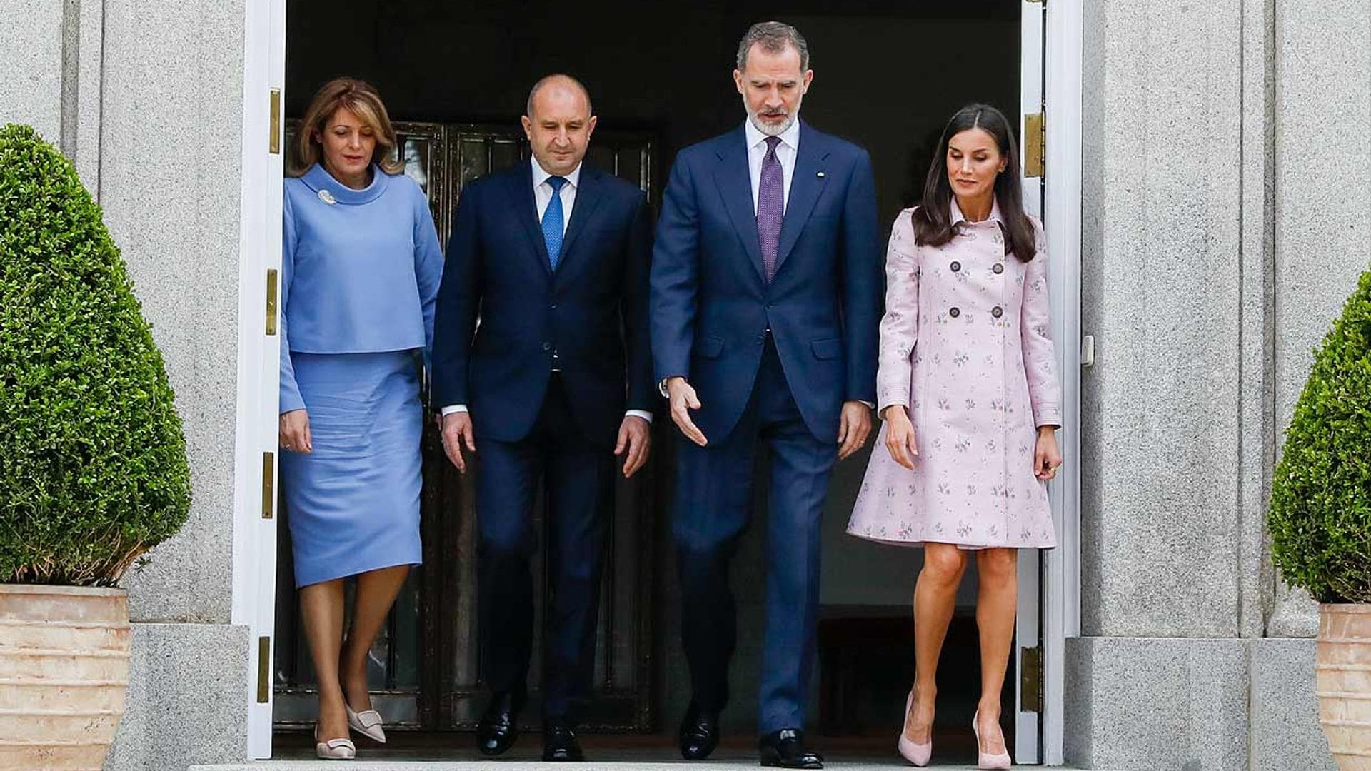 Los Reyes reciben en Zarzuela al presidente de Bulgaria, Rumen Radev, y la primera dama, Desislava Radev